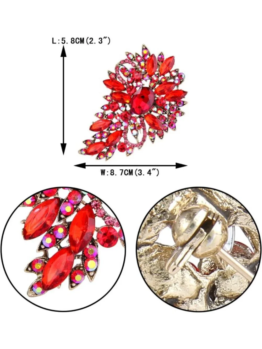 Elegant Austrian Crystal Flower Leaf Bouquet Brooch for Weddings & Special